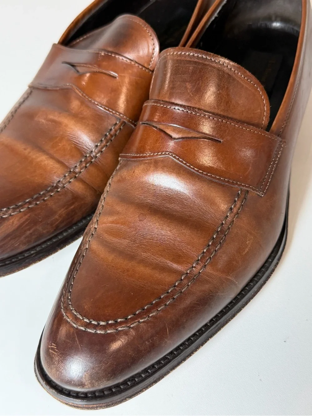 To Boot New York Size 9 Men's Antique Brown Genuine Leather Penny Loafers